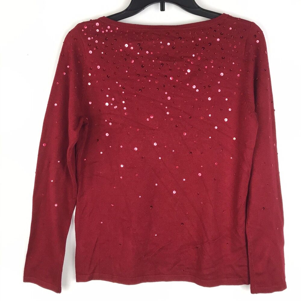 Nwt Pendleton Petite Sweater Red Sequins Silk Cas… - image 3